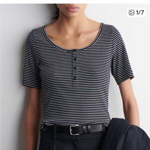 COS Monochrome Striped Short Sleeve Top